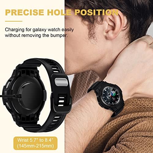XYF תואם ל- Galaxy Watch 4 להקה קלאסית עם מגן מקרה, [1 Uni-Body +2 מגנים] מקרה מגן ספורט עם Band for Samsung Galaxy